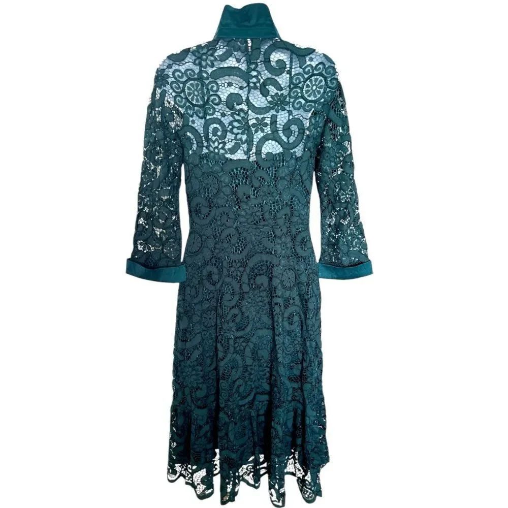 NANETTE LEPORE Green Lace Midi Dress Size 2